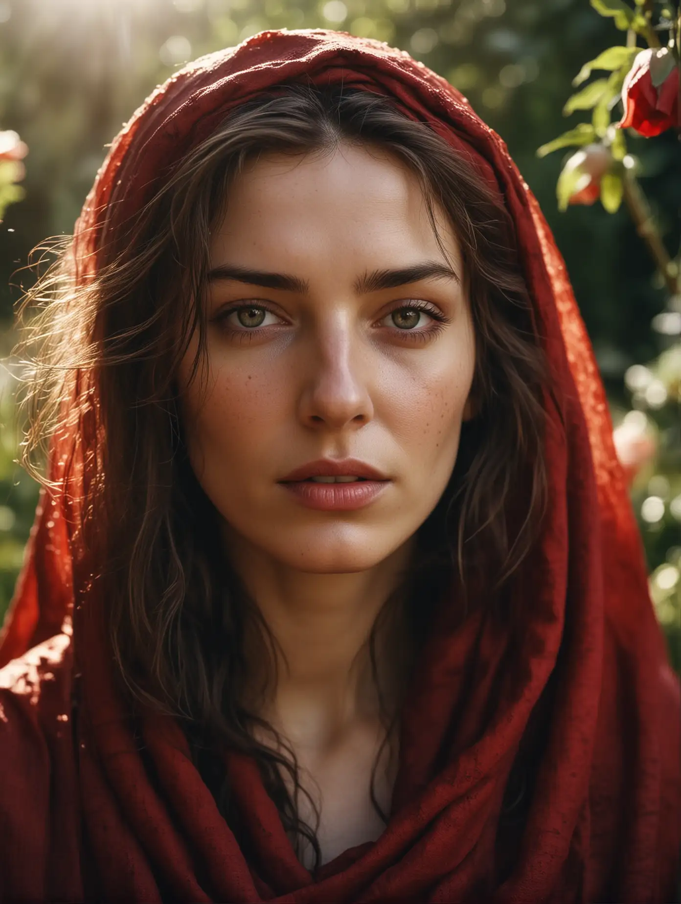 Emotive Portrait of Mary Magdalene with Dark Red Headscarf