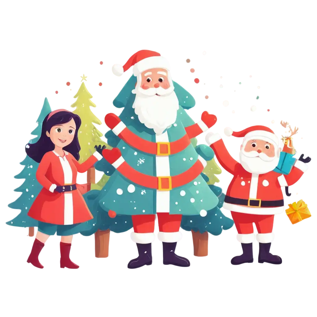 Beautiful-Colorful-Christmas-Tree-with-Santa-Claus-PNG-Image-Perfect-for-Holiday-Designs