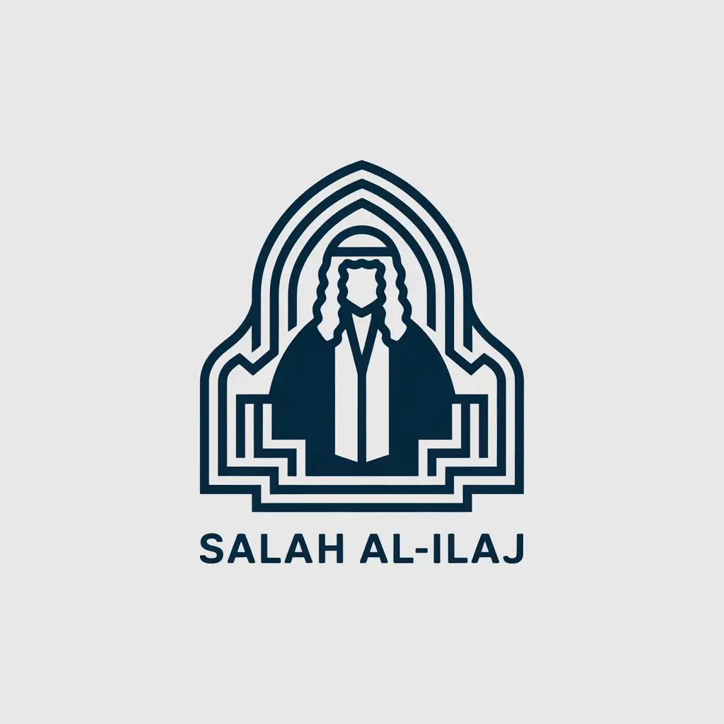 a vector logo design,with the text "salah al-ilaj", main symbol:lawyer,complex,be used in Legal industry,clear background