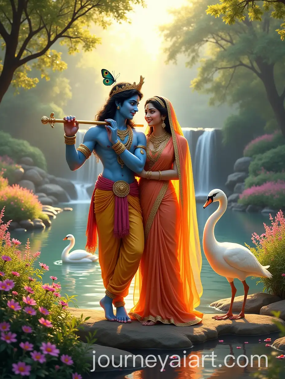 Krishna-and-Radha-in-a-Tranquil-Garden-with-Divine-Harmony