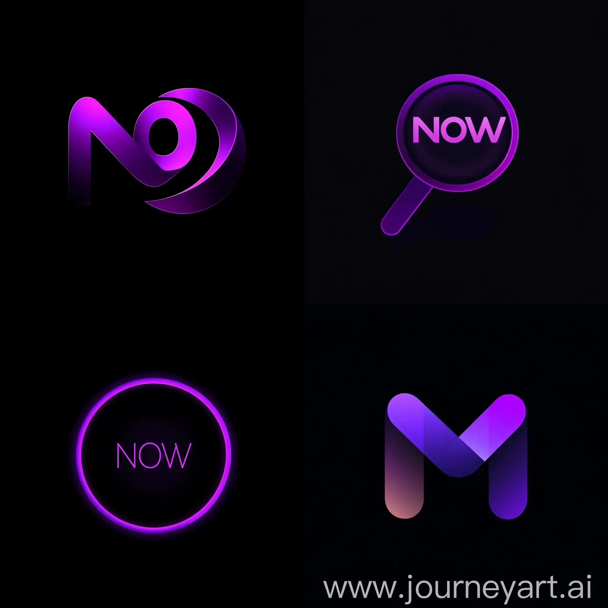 Minimalistic-Purple-Logotype-with-NOW-Inscription-on-Black-Background