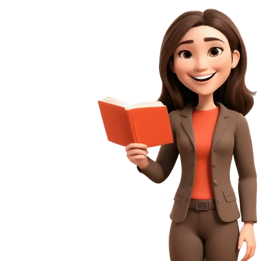 Smiley-Cartoon-Teacher-with-Long-Brown-Hair-PNG-Image