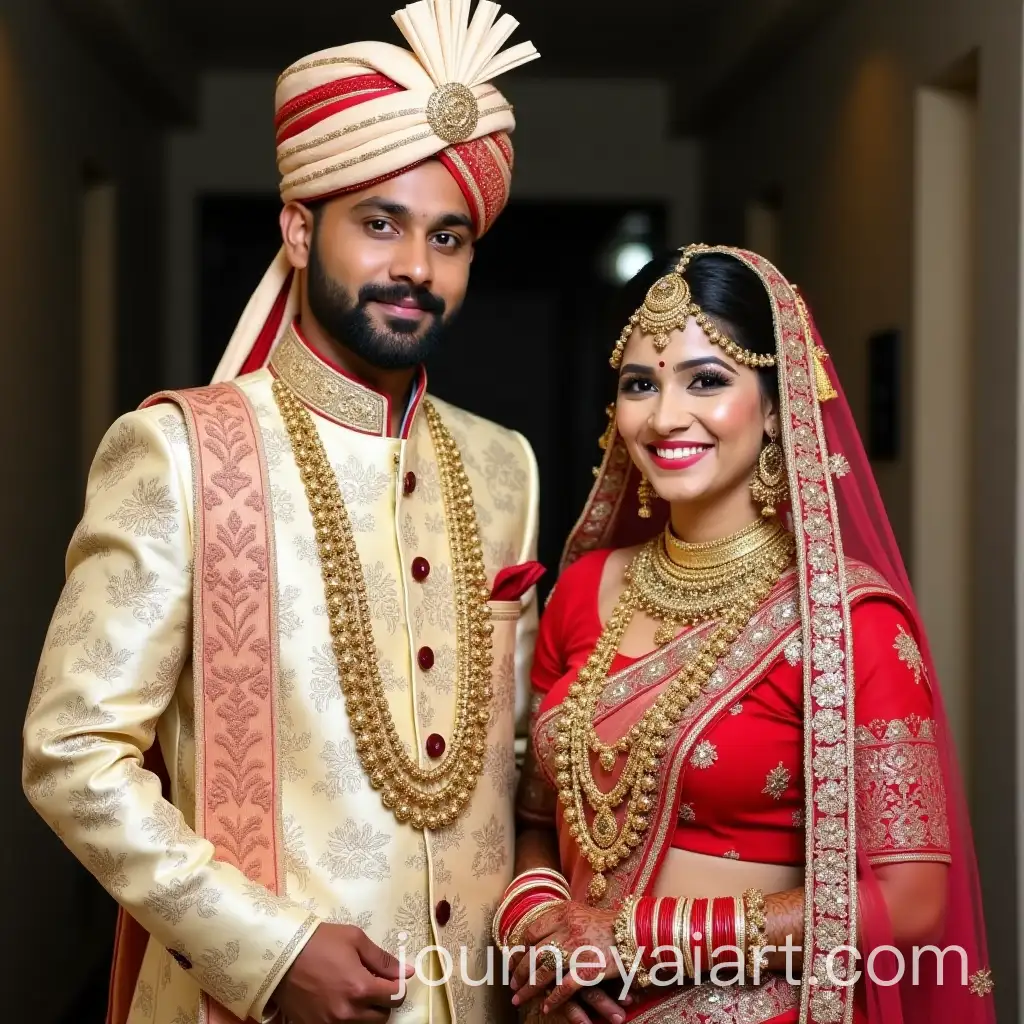 Multicultural-South-Indian-Wedding-Bride-and-Groom-in-Traditional-Attire