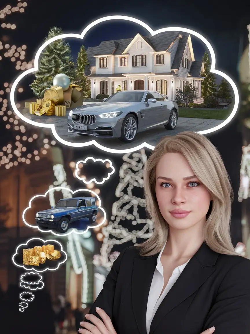 Blonde-Woman-Contemplating-Wealth-and-Luxury-During-New-Years-Celebration