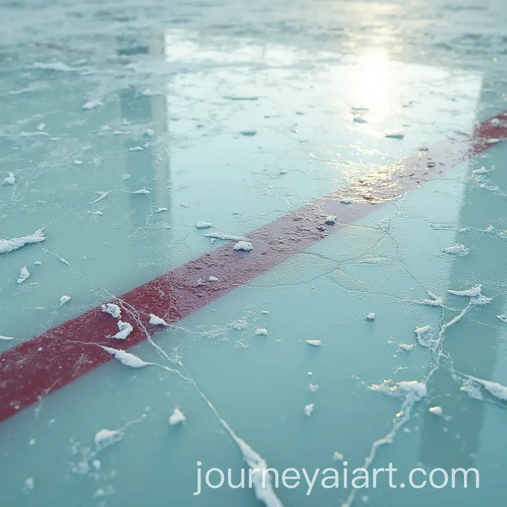 Closeup-of-Worn-Hockey-Rink-Ice-with-Scratches-and-Color-Hues