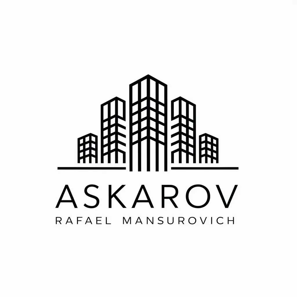 a vector logo design,with the text "Individual entrepreneur Askarov Rafael Mansurovich", main symbol:buildings,complex,be used in real estate industry,clear background