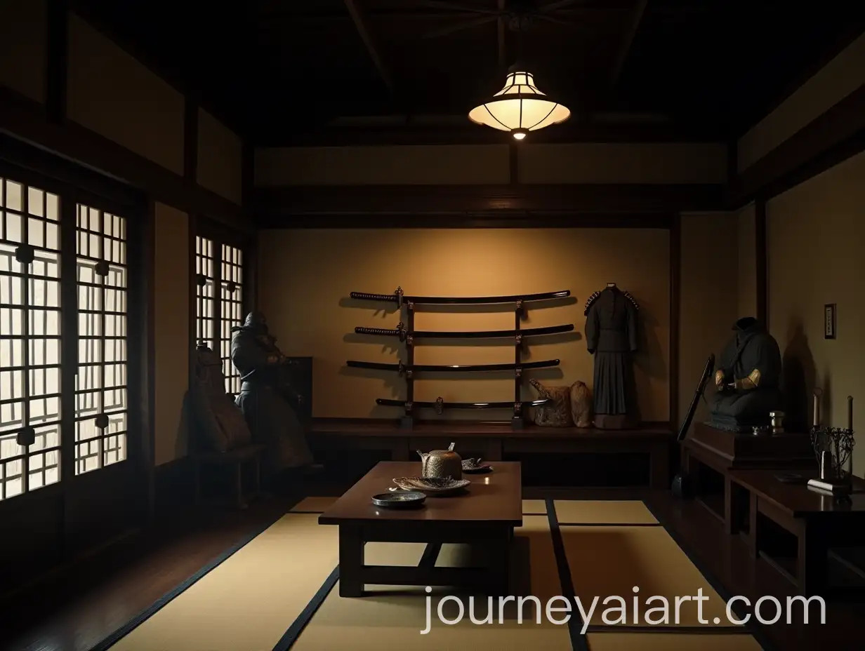 InteriorAI-Art-Prompt-Expansion-of-a-Samurais-House-During-the-Edo-Period-with-Swords-Armor-and-Ceremonial-Objects