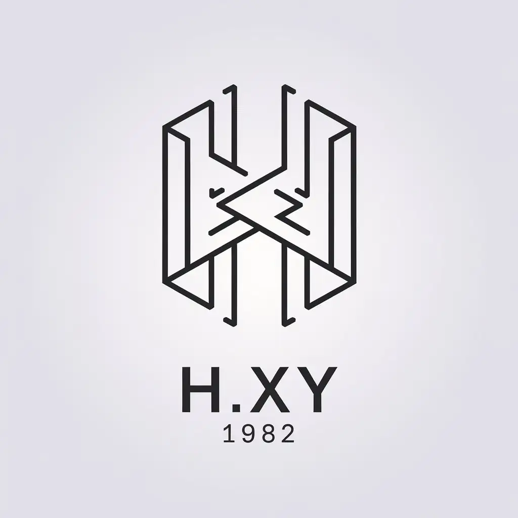 a vector logo design,with the text "H.XY 1982", main symbol:Design a geometric figure with the letter H,Minimalistic,clear background