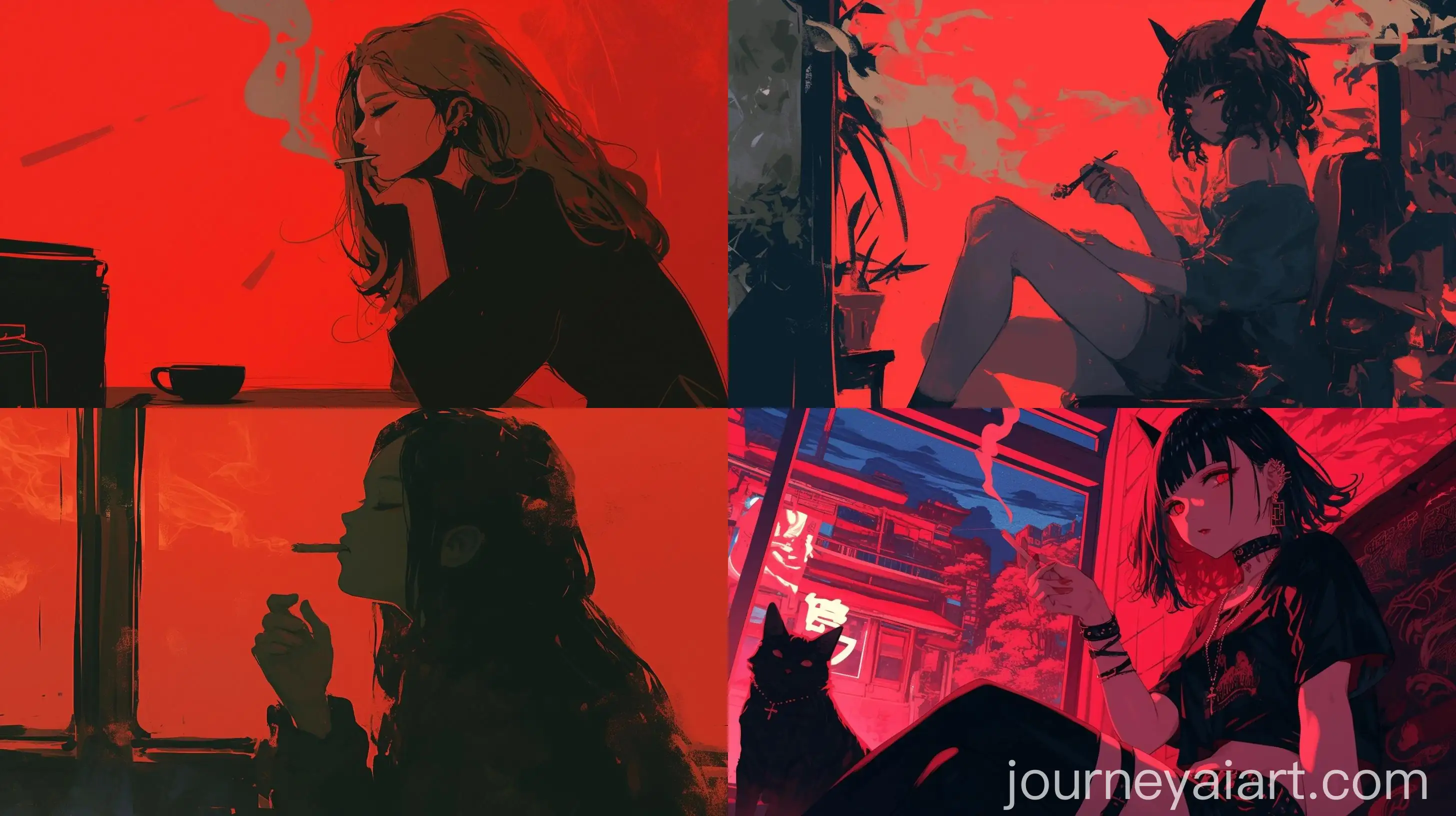 Diagrammatic-Drawing-of-a-Girl-at-Night-with-Red-Tobacco