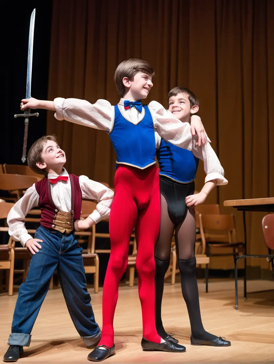 13YearOld-Boy-Playing-in-School-Theater-Production-of-The-Robbers-with-Classmate-in-Costume