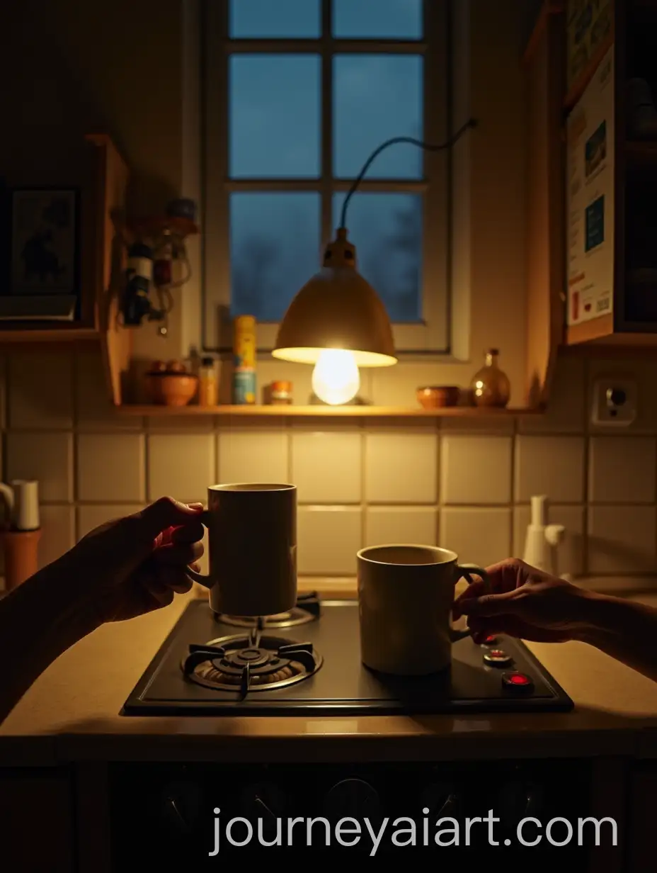 Morning-Kitchen-Scene-with-Coffee-and-Stove-in-Soft-Yellow-Light