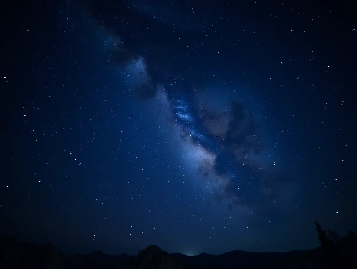 Milky Way. bright large stars on blue sky