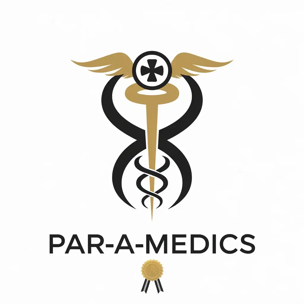 LOGO Design for ParaMedics Gold Caduceus on Black Background with OMG OH Medic Golf Theme