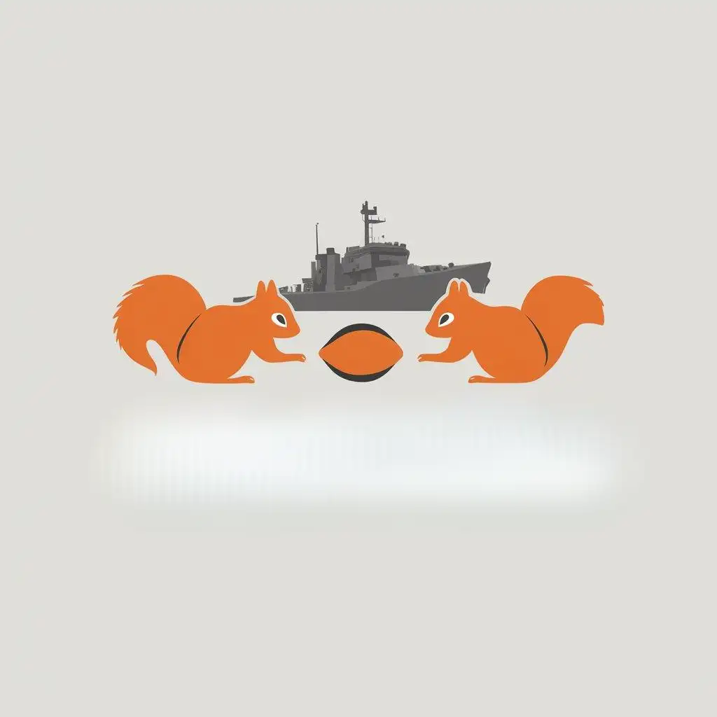 LOGO-Design-For-WZ-Minimalistic-Vector-Logo-with-Two-Orange-Squirrels-and-a-Blurry-Military-Ship