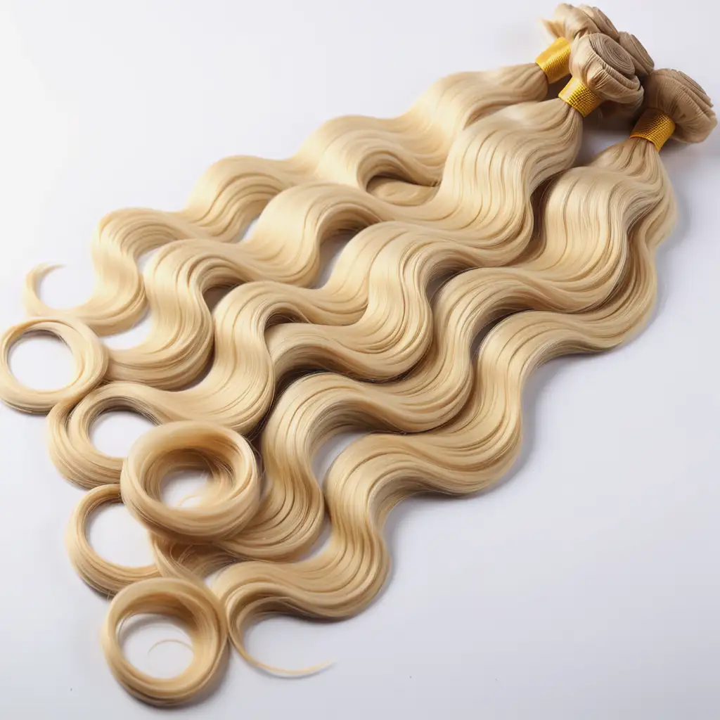 Blonde Raw Human Hair Extensions Bundle Wavy HD Realistic Texture