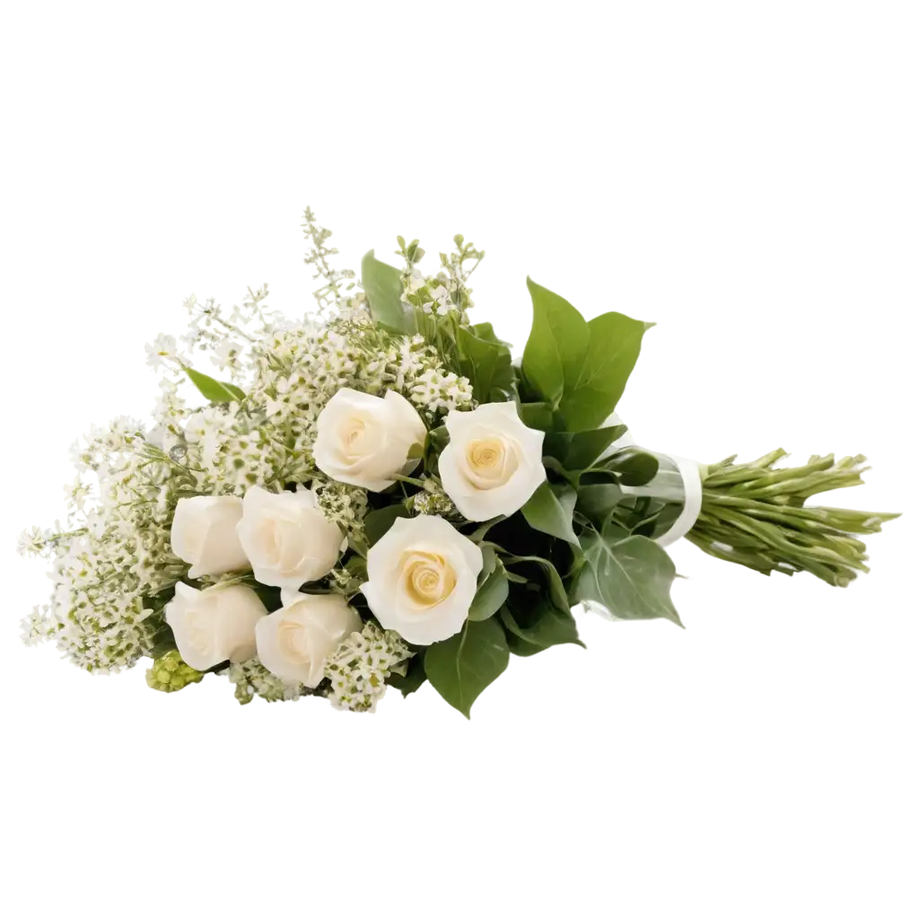 Elegant-Standing-Bouquet-of-White-Roses-and-Daisies-PNG-for-Professional-Web-Use