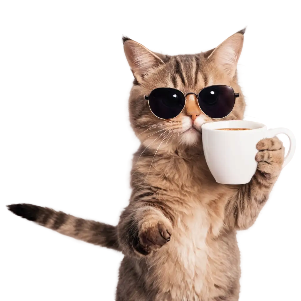 PNG-Image-of-a-Cat-Wearing-Sunglasses-Sipping-Coffee-from-a-Mug