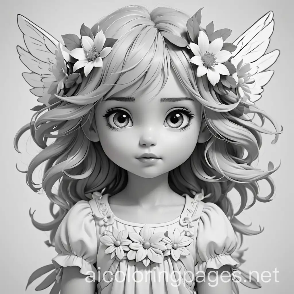 Chibi-Cute-Flower-Child-with-Angelic-Features-for-Coloring-Page