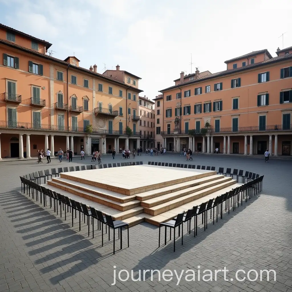 AI-Image-Prompt-ExpansionModern-Design-Installation-in-Piazza-dei-Mirti-Rome-with-Metal-Net-Boxes-and-Stepped-Platform