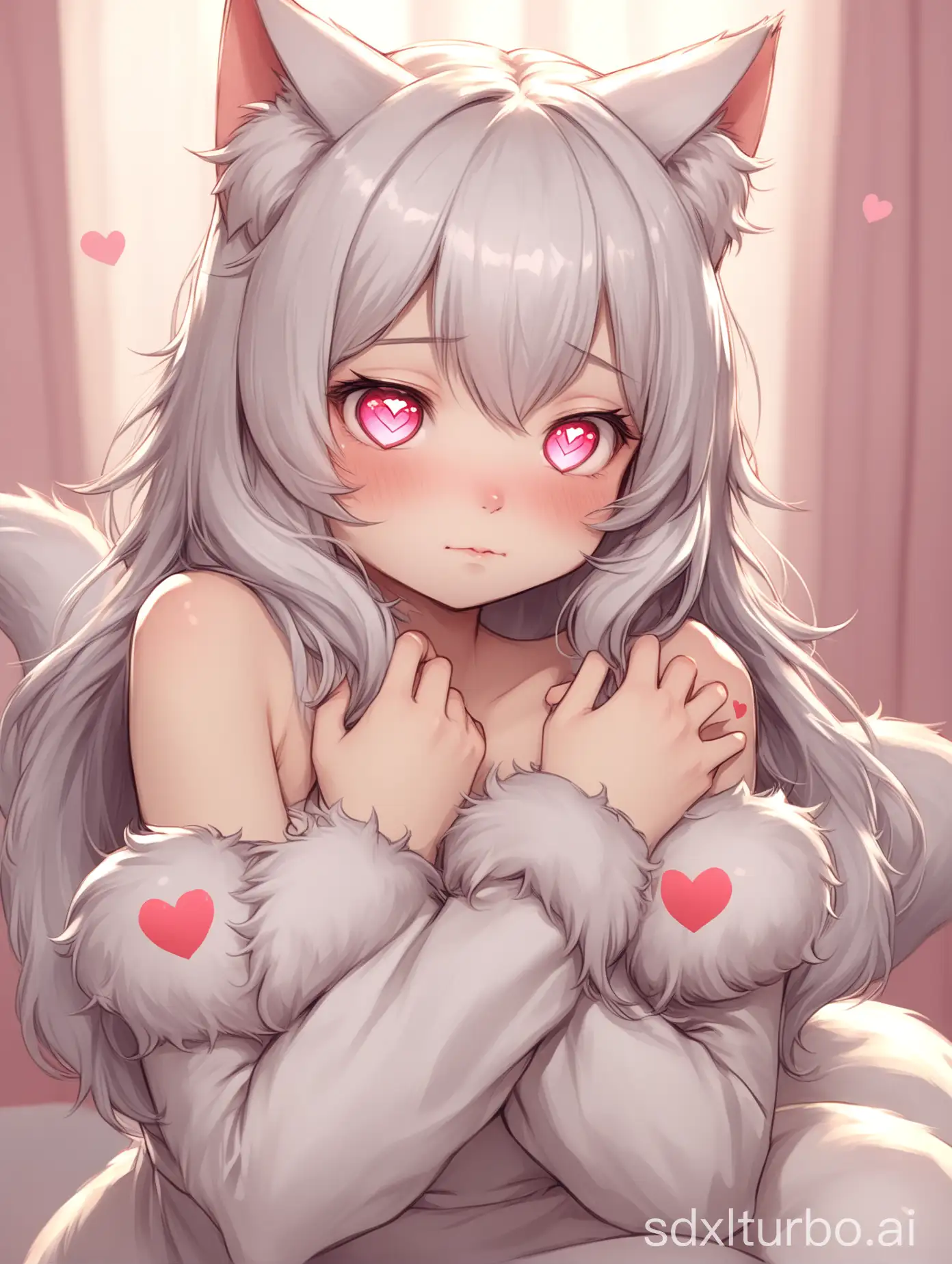 Adorable-Catgirl-Leaning-with-Heartshaped-Pupils