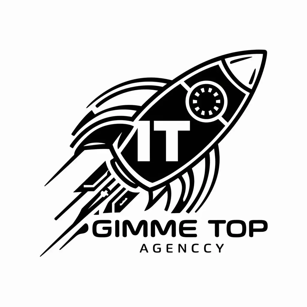 gimme top agency, company logo, rocket, it, technology