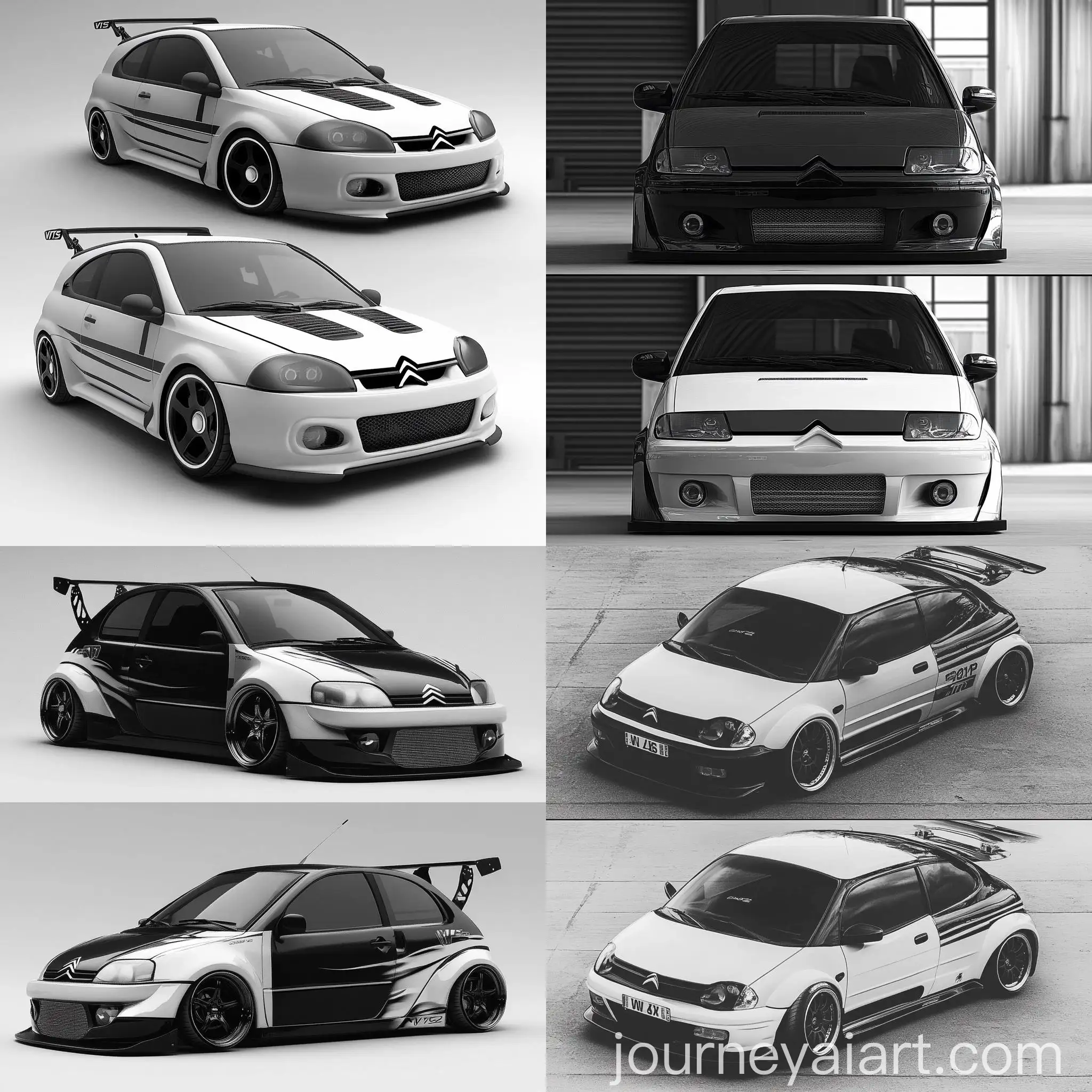 Sporty-Black-and-White-Citroen-Saxo-VTS-Phase-1-Front-and-Rear-Designs