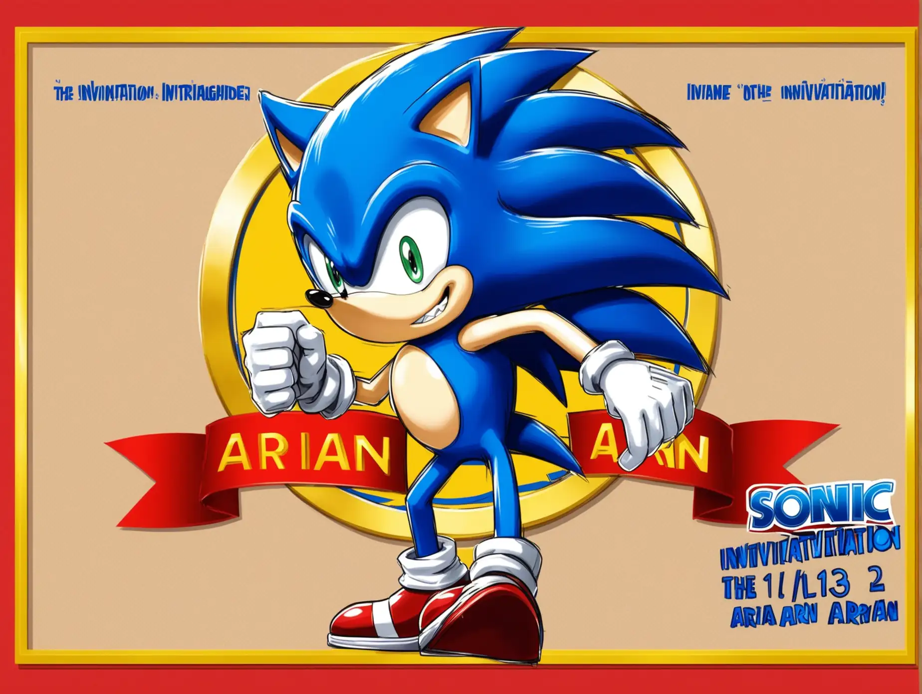 Sonic the Hedgehog Birthday Invitation with Custom Name