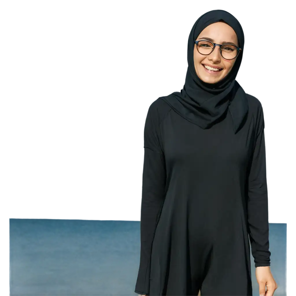 HighQuality-PNG-Image-of-Woman-with-Hijab-Glasses-and-Swimsuit-at-the-Beach