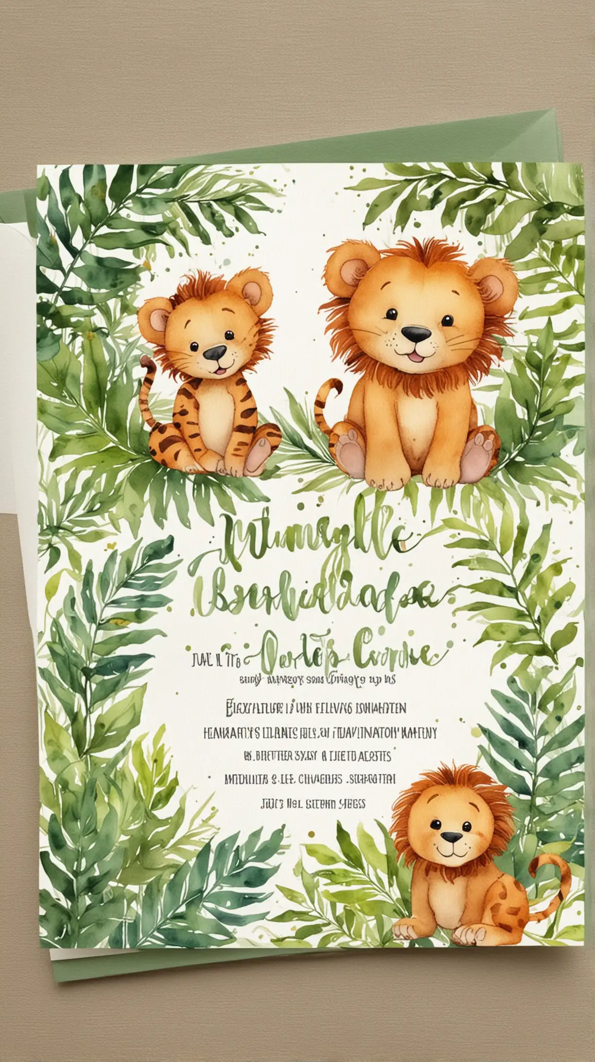 Watercolor Jungle Birthday Invitation Design