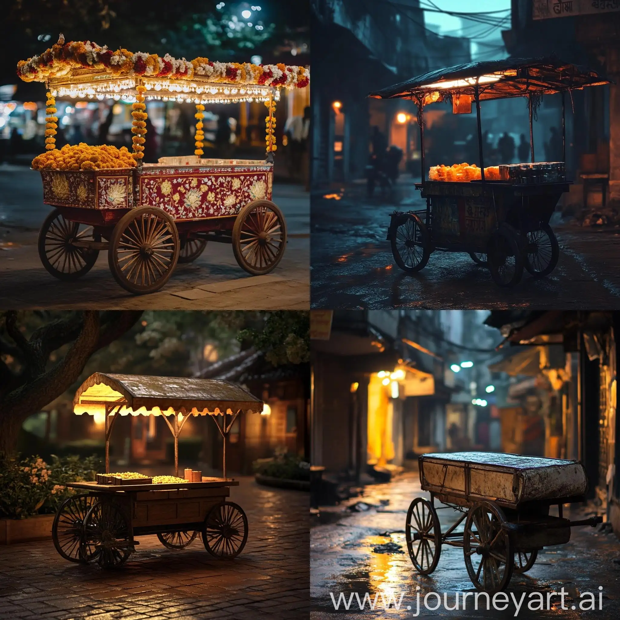 Indian-Style-Empty-Pushcart-at-Night-with-Warm-Lighting