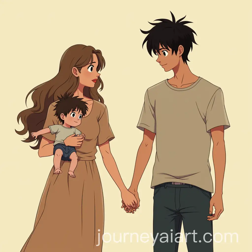Couple-Holding-Hands-with-Baby-Boy-in-Studio-Ghibli-Style