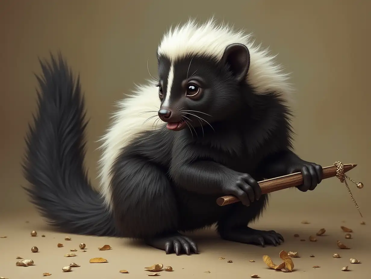 Give me a picture of a skunk playing a khene