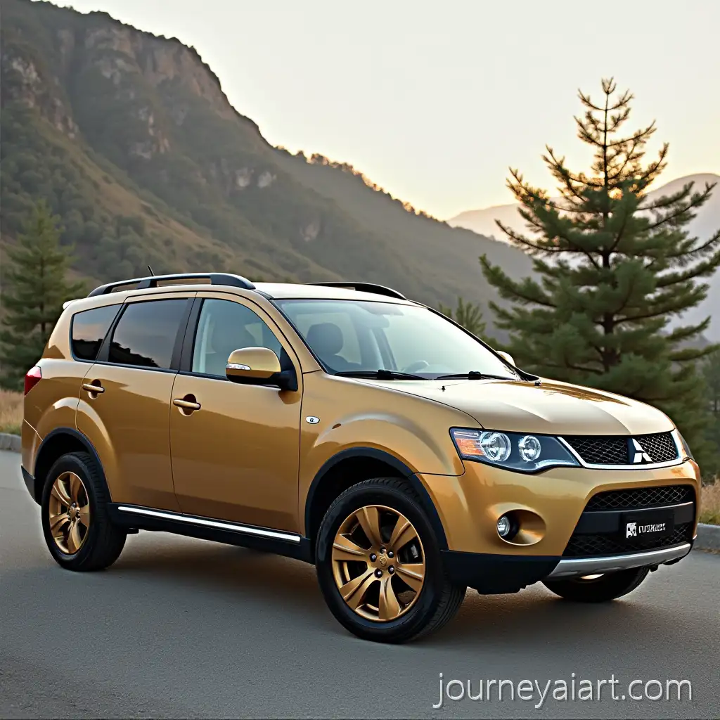 2007-Golden-Mitsubishi-Outlander-with-Bronze-Wheels-Parked-Outdoors