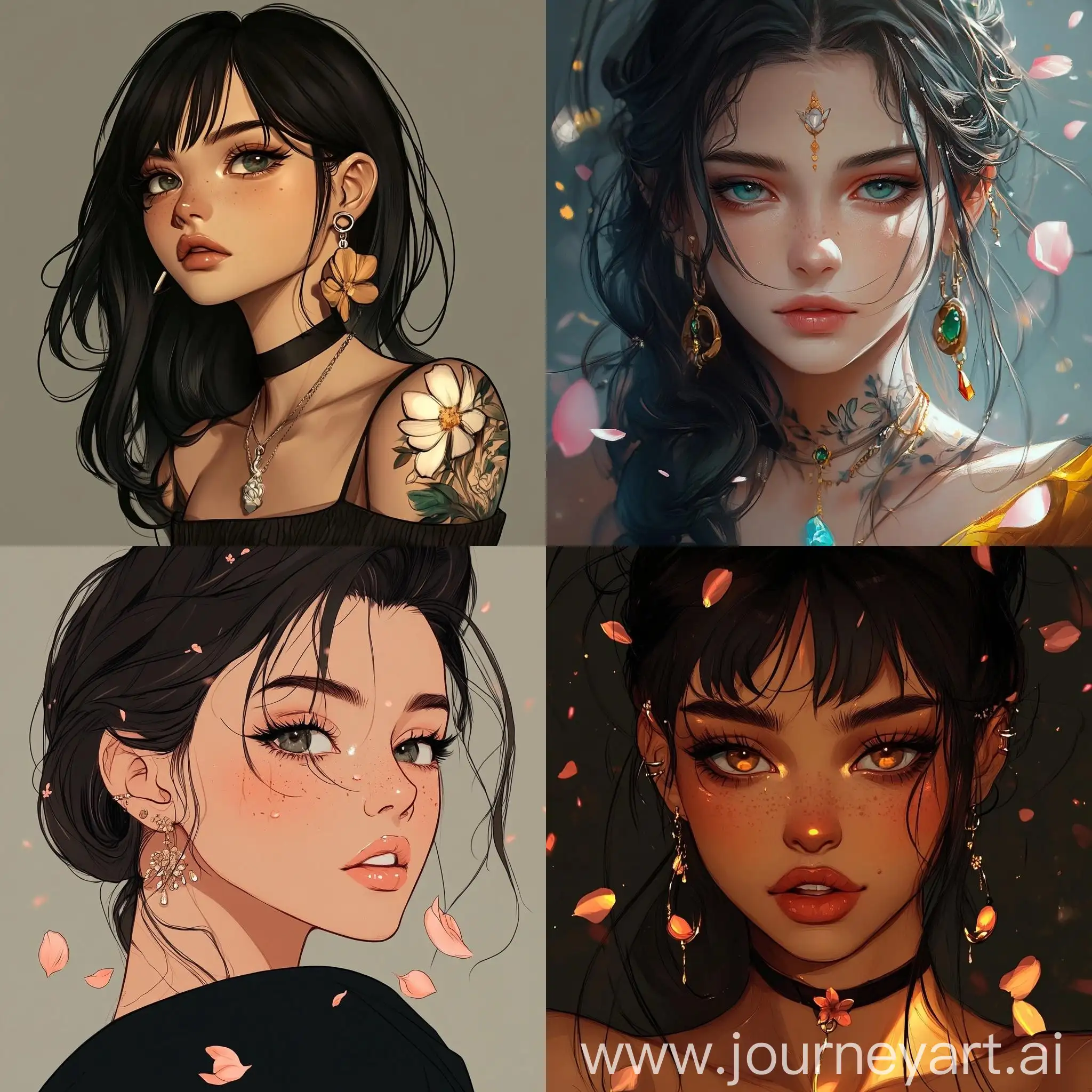 Anime-Style-Avatar-of-a-Beautiful-Girl-with-Flower-Petal-Tattoos