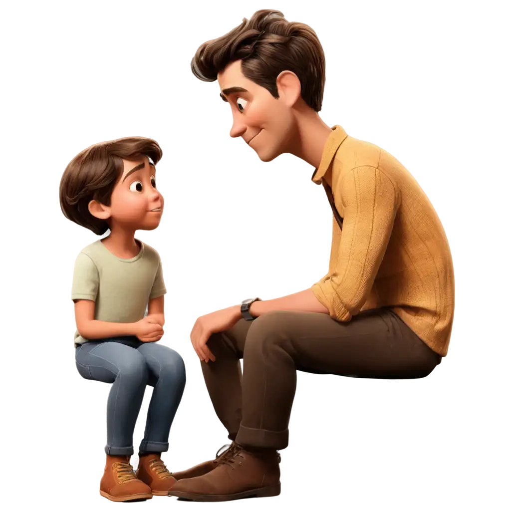 Pixar-Style-PNG-Image-Adult-Man-and-Child-in-Lap-Side-Profile