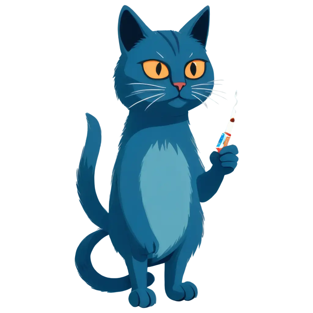 Blue-Cat-Smoking-a-Cigarette-PNG-Image-High-Quality-and-Transparent-Background