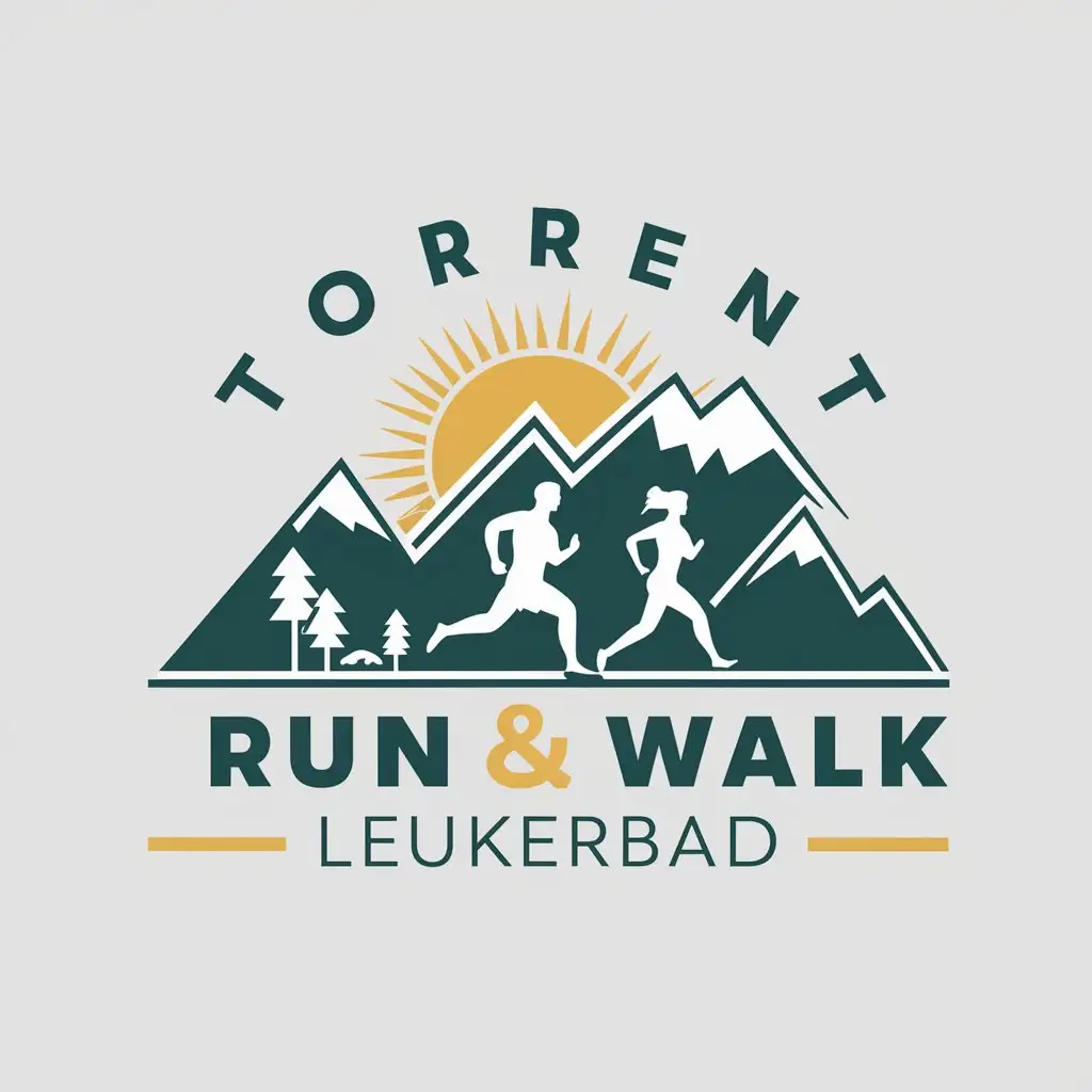 LOGO Design For Torrent RunWalk Leukerbad Sun Runner with Mountain Theme