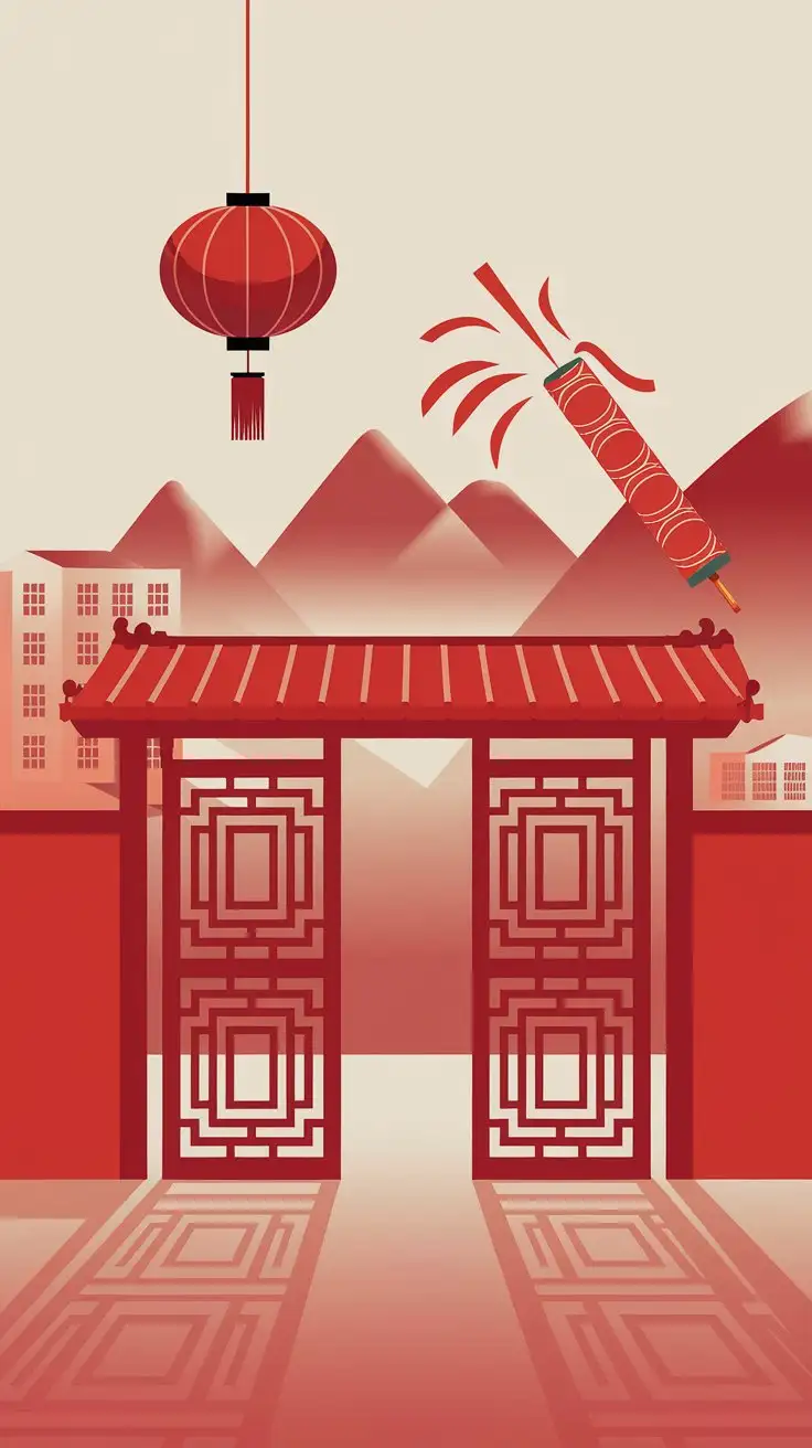 Chinese-Red-Themed-Chinese-New-Year-Background-with-Festive-Elements