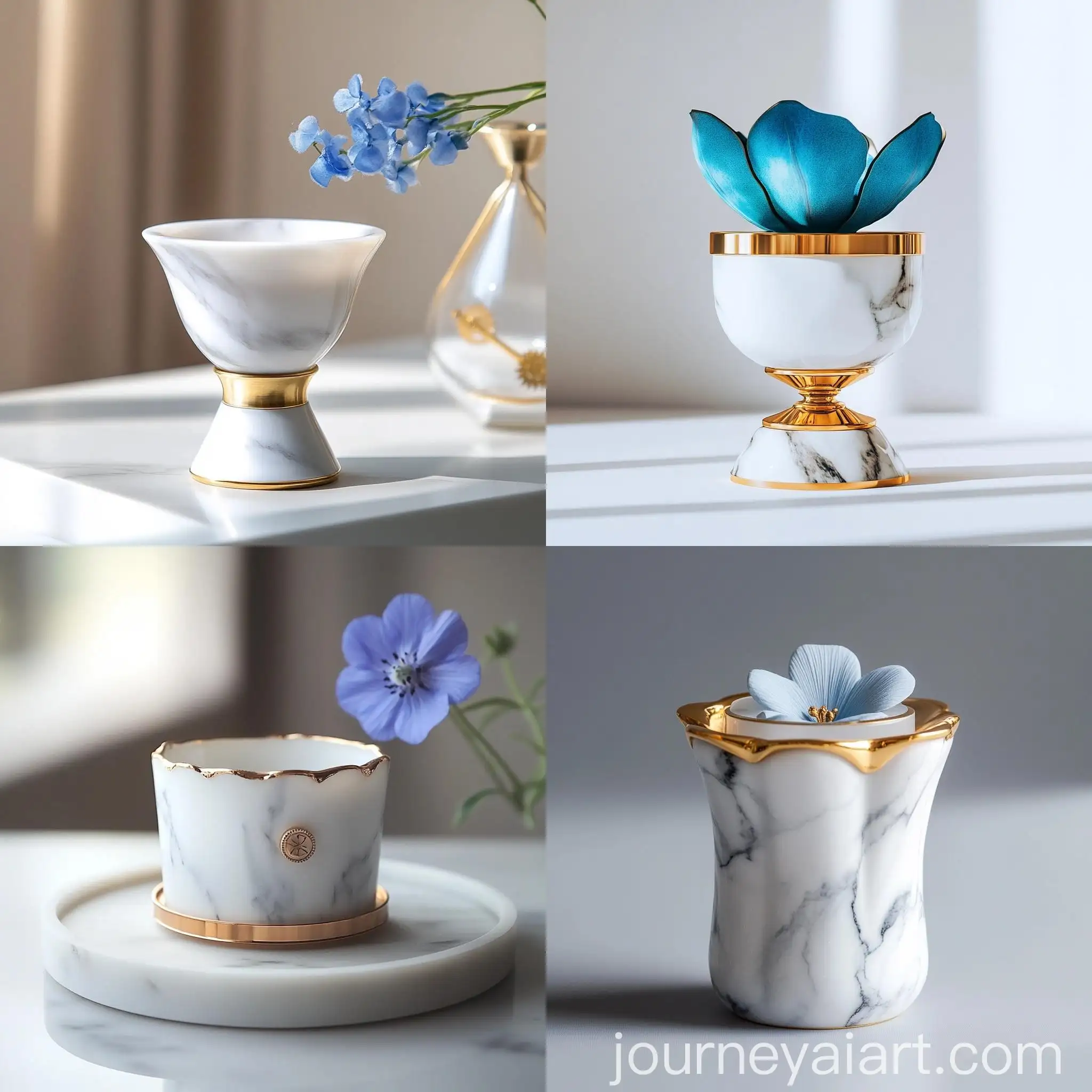 Golden-Edge-Marble-Cup-with-Bright-Blue-Flower-and-Hourglass