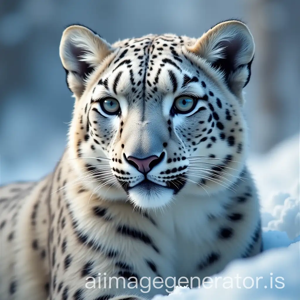 Tibetan-Snow-Leopard-Gazing-Intently