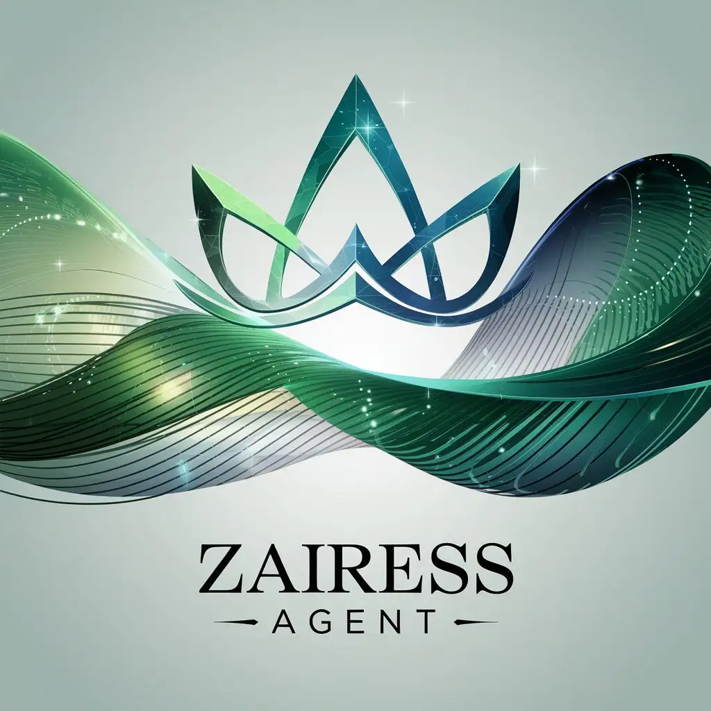 LOGO Design for Zairess Agent Elegant Futuristic Crown Symbol with Emerald Green Sapphire Blue and Silver Palette