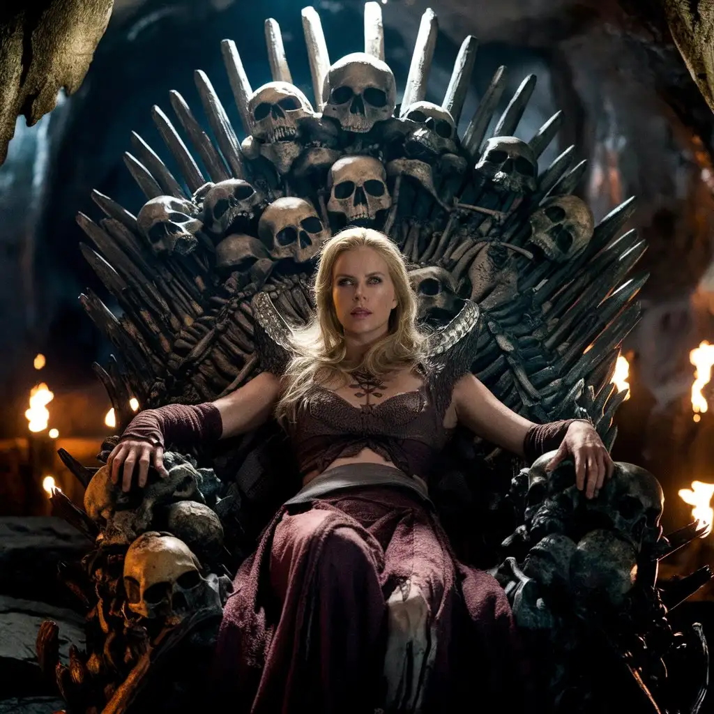 Charlize-Theron-as-Saruman-on-Throne-of-Skulls-in-Lord-of-the-Rings-Style