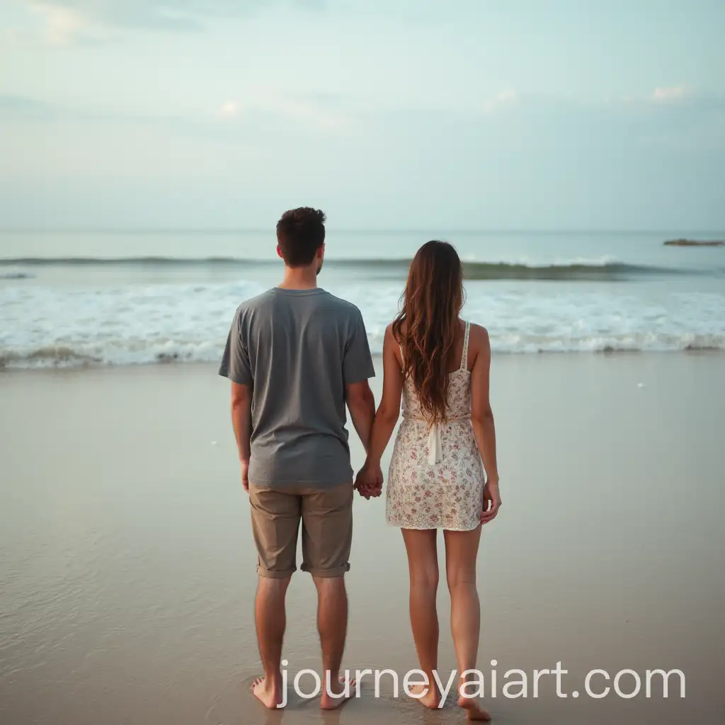 Romantic-Couple-Walking-on-a-Sunlit-Beach