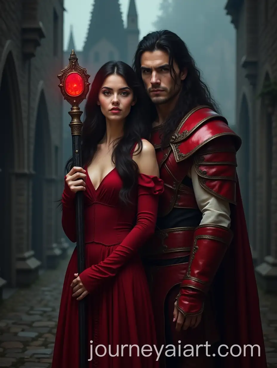Dark-Fantasy-Couple-Warrior-and-Sorceress-in-a-Sinister-Castle
