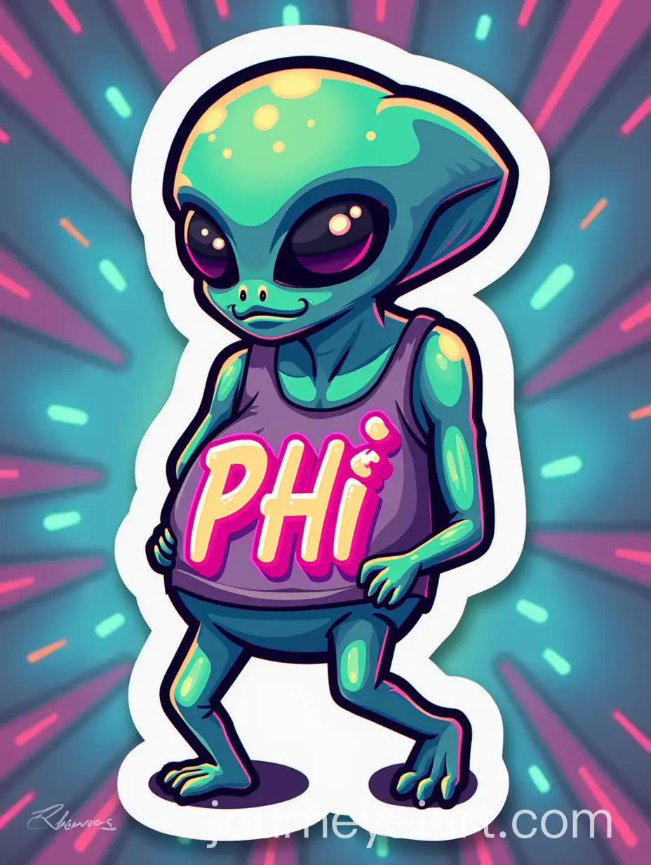AI-Image-ExpansionGroovy-Alien-Animated-Sticker-with-Neon-PHI-Text-and-Dynamic-Dance-Movements