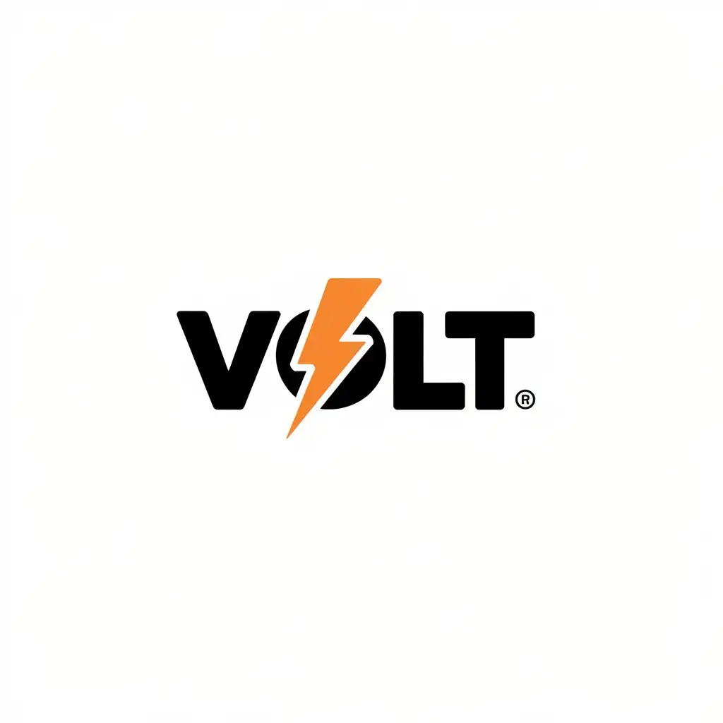 LOGO Design For Volt Clean Modern SansSerif Font with Orange Lightning Bolt Symbol