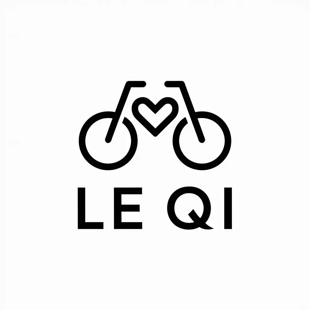 a vector logo design,with the text "le qi", main symbol:bicycle/heart/,Minimalistic,be used in Sports Fitness industry,clear background