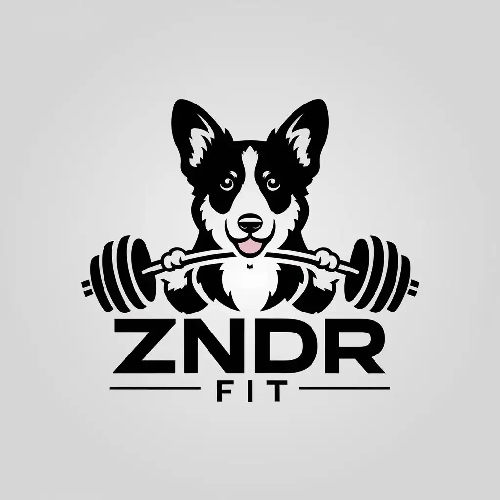 LOGO-Design-for-Zndr-Fit-Dynamic-Black-Cardigan-Corgi-with-Barbell