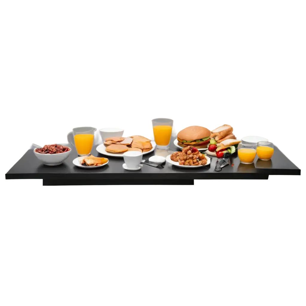 Table with breakfast food in 2d