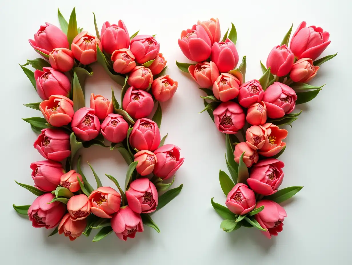 Fashionable-Floral-Arrangement-in-the-Shape-of-the-Letters-BY-with-Tulips